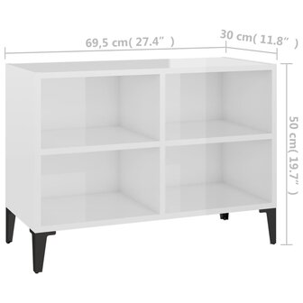 Tv-meubel met metalen poten 69,5x30x50 cm hoogglans wit 6