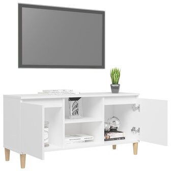 Tv-meubel met massief houten poten 103,5x35x50 cm wit 4