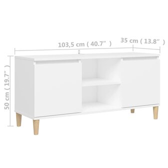 Tv-meubel met massief houten poten 103,5x35x50 cm wit 8