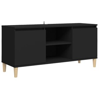 Tv-meubel met massief houten poten 103,5x35x50 cm zwart 2