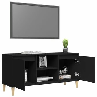 Tv-meubel met massief houten poten 103,5x35x50 cm zwart 4