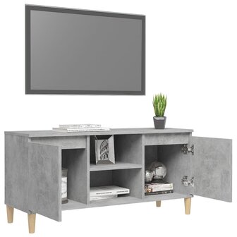 Tv-meubel met massief houten poten 103,5x35x50 cm betongrijs 4