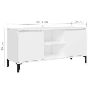 Tv-meubel met metalen poten 103,5x35x50 cm wit 8