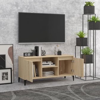 Tv-meubel met metalen poten 103,5x35x50 cm sonoma eikenkleurig 3