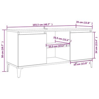 Tv-meubel met metalen poten 103,5x35x50 cm sonoma eikenkleurig 9