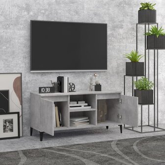 Tv-meubel met metalen poten 103,5x35x50 cm betongrijs 3