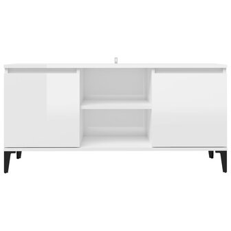 Tv-meubel met metalen poten 103,5x35x50 cm hoogglans wit 5