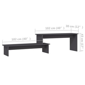 Tv-meubel 180x30x43 cm bewerkt hout grijs 7