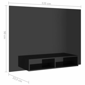 Tv-wandmeubel 135x23,5x90 cm bewerkt hout hoogglans zwart 8