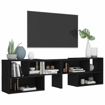 Tv-meubel 149x30x52 cm bewerkt hout zwart 4