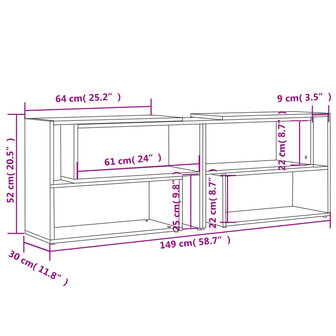 Tv-meubel 149x30x52 cm bewerkt hout zwart 8