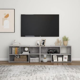 Tv-meubel 149x30x52 cm bewerkt hout betongrijs 3