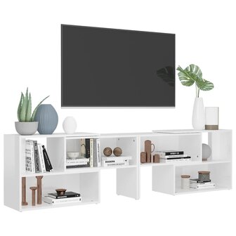 Tv-meubel 149x30x52 cm bewerkt hout hoogglans wit 4