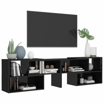 Tv-meubel 149x30x52 cm bewerkt hout hoogglans zwart 4