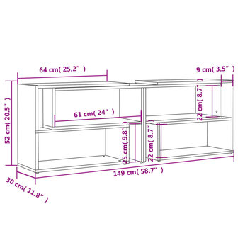 Tv-meubel 149x30x52 cm bewerkt hout hoogglans grijs 8