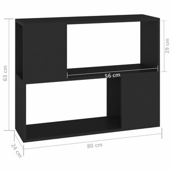 Tv-meubel 80x24x63 cm bewerkt hout zwart 7