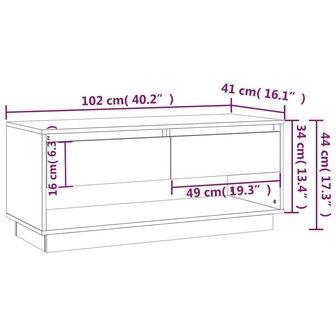 Tv-meubel 102x41x44 cm bewerkt hout betongrijs 9