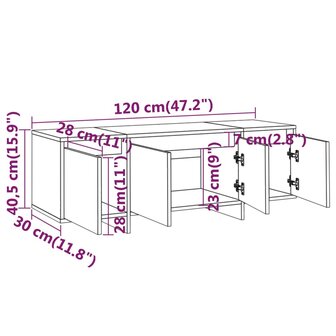 Tv-meubel 120x30x40,5 cm bewerkt hout zwart 9