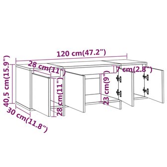 Tv-meubel 120x30x40,5 cm bewerkt hout sonoma eikenkleurig 8