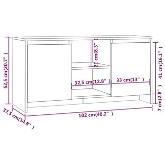 Tv-meubel 102x37,5x52,5 cm bewerkt hout wit 8