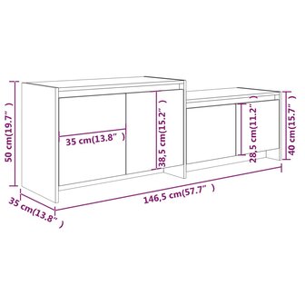 Tv-meubel 146,5x35x50 cm bewerkt hout wit 9