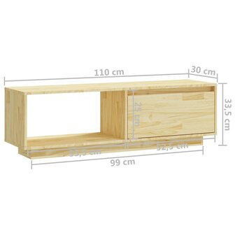 Tv-meubel 110x30x33,5 cm massief grenenhout 10