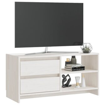 Tv-meubel 80x31x39 cm massief grenenhout wit 4