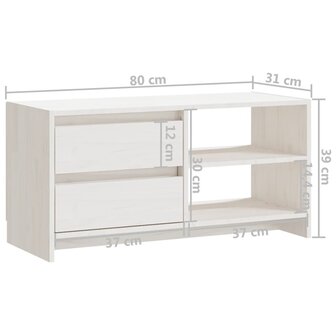 Tv-meubel 80x31x39 cm massief grenenhout wit 11