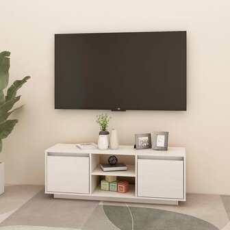 Tv-meubel 110x30x40 cm massief grenenhout wit 3