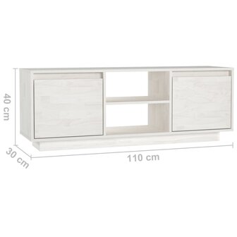 Tv-meubel 110x30x40 cm massief grenenhout wit 9