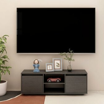 Tv-meubel 110x30x40 cm massief grenenhout grijs 1