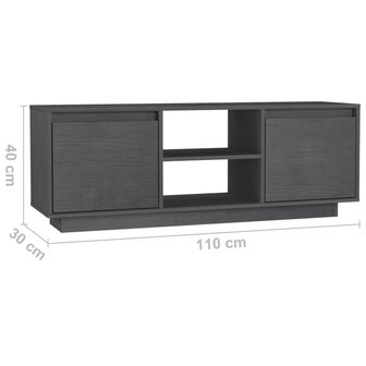 Tv-meubel 110x30x40 cm massief grenenhout grijs 9