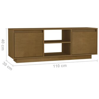 Tv-meubel 110x30x40 cm massief grenenhout honingbruin 9