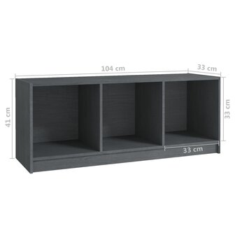 Tv-meubel 104x33x41 cm massief grenenhout grijs 8