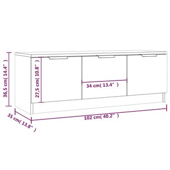 Tv-meubel 102x35x36,5 cm bewerkt hout zwart 11