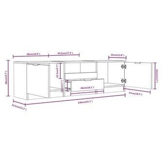 Tv-meubel 140x35x40 cm bewerkt hout zwart 7