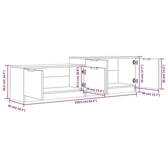 Tv-meubel 158,5x36x45 cm bewerkt hout wit 8