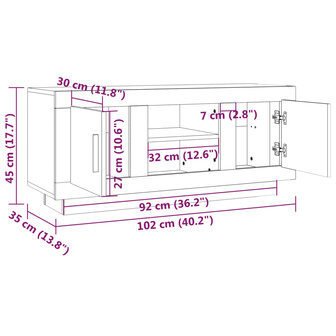 Tv-meubel 102x35x45 cm bewerkt hout wit 8