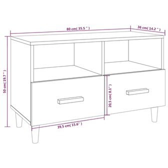 Tv-meubel 80x36x50 cm bewerkt hout betongrijs 10