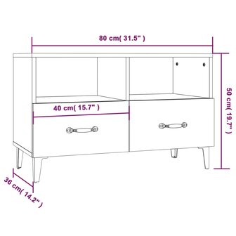 Tv-meubel 80x36x50 cm bewerkt hout sonoma eiken 10