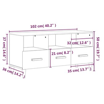 Tv-meubel 102x36x50 cm bewerkt hout wit 9