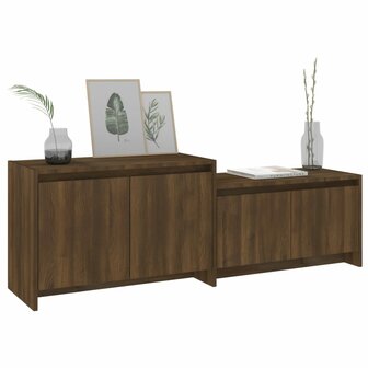 Tv-meubel 146,5x35x50 cm bewerkt hout bruin eikenkleur 4