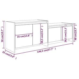 Tv-meubel 146,5x35x50 cm bewerkt hout bruin eikenkleur 9