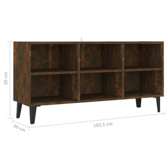 Tv-meubel met metalen poten 103,5x30x50 cm gerookt eikenkleurig 6