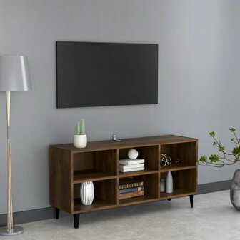 Tv-meubel met metalen poten 103,5x30x50 cm bruin eikenkleur 1