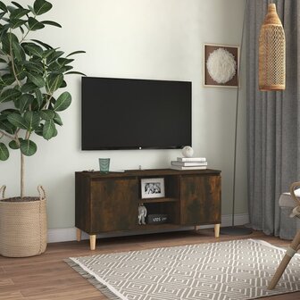 Tv-meubel met houten poten 103,5x35x50 cm gerookt eikenkleurig 1