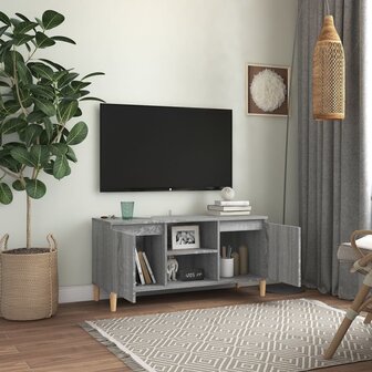 Tv-meubel met houten poten 103,5x35x50 cm grijs sonoma eiken 6