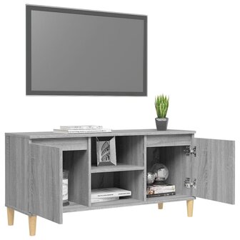 Tv-meubel met houten poten 103,5x35x50 cm grijs sonoma eiken 7