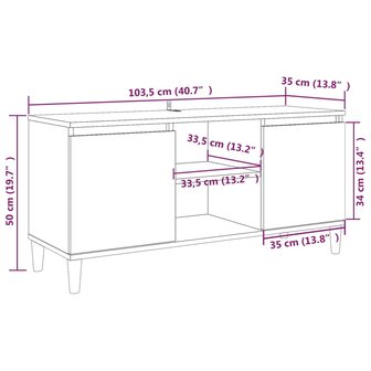 Tv-meubel met houten poten 103,5x35x50 cm grijs sonoma eiken 8