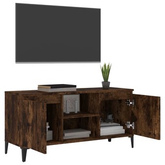 Tv-meubel met metalen poten 103,5x35x50 cm gerookt eikenkleurig 4